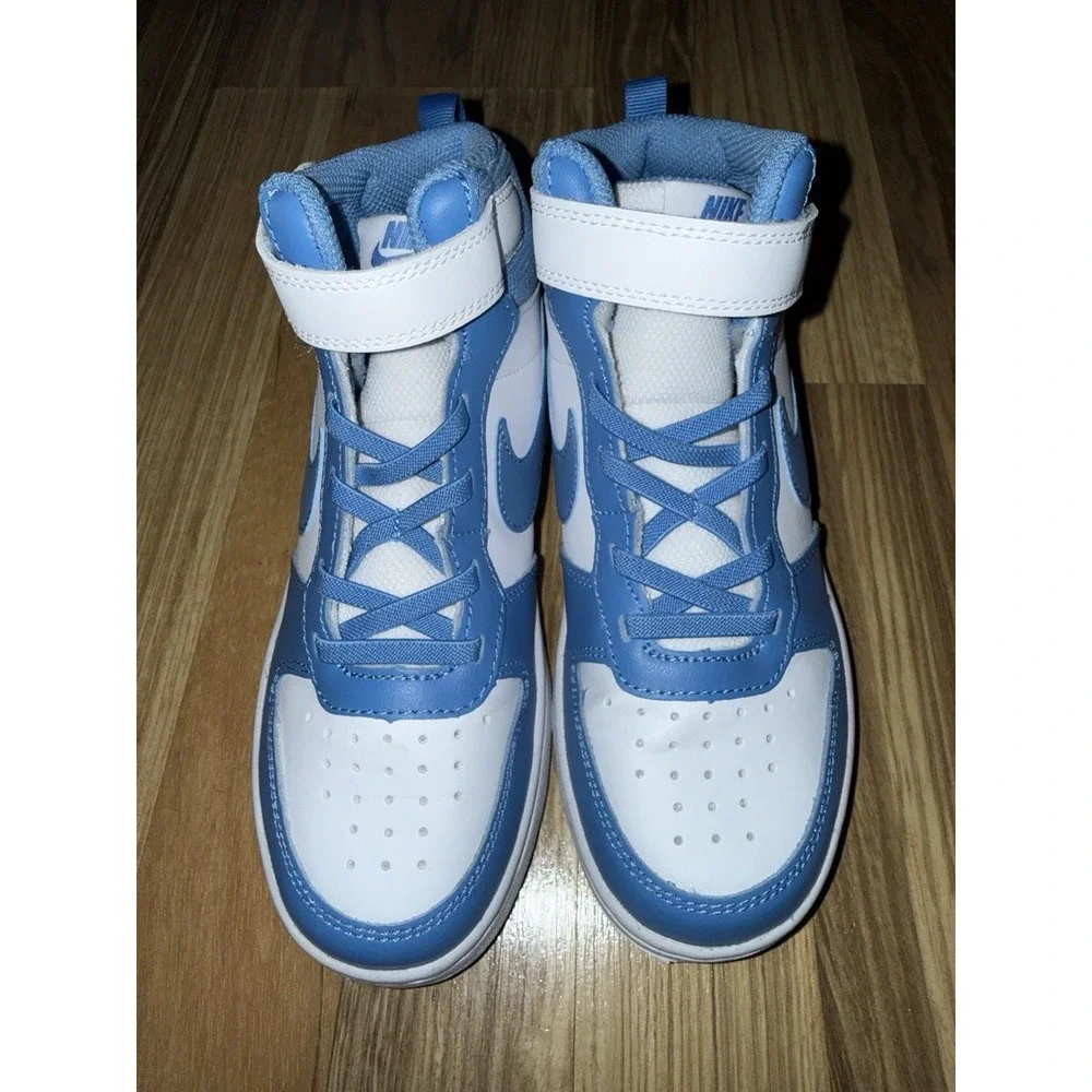 Nike NEW Court Borough Mid 2 White Blue Kids Youth Sz‎ 2Y 2